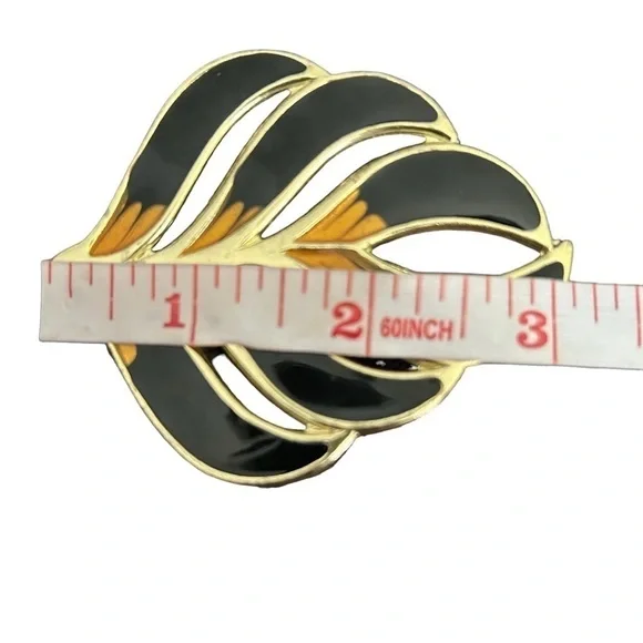 Vintage 80’s Black Adjustable Stretch Enamel Cloisonné Statement Buckle Belt - Picture 10 of 16